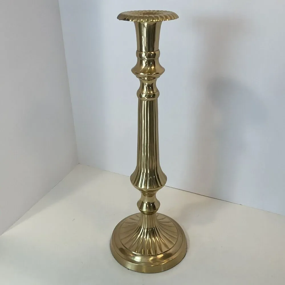 Tall Brass Candle Holder Vintage 17” Home Decor Wedding Large Mantle